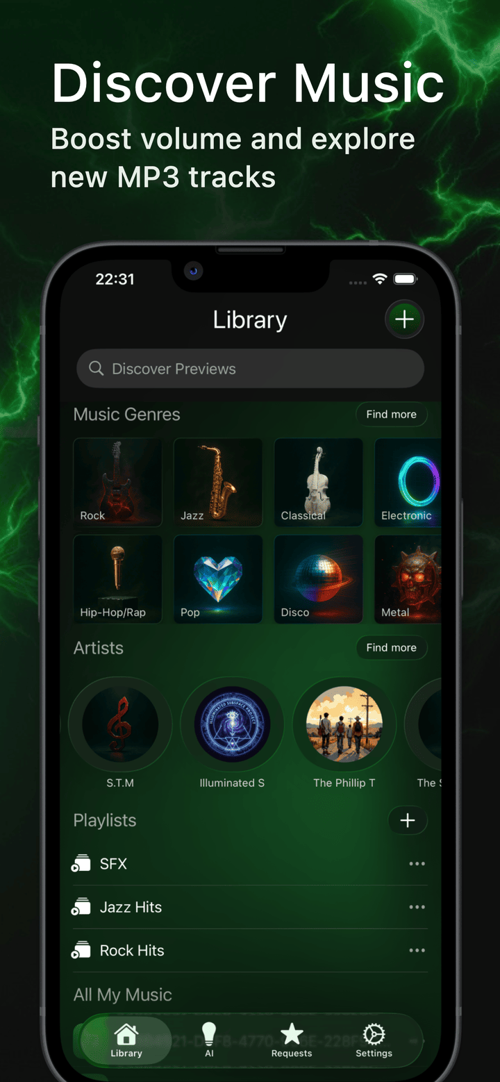 Discover music feature